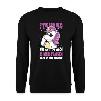 25 Jahre Im Dienst 25 Jähriges Dienstjubiläum - Unisex Pullover - Schwarz - Vorne - Alina (178cm) & Michal (187cm)