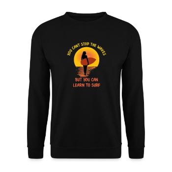 You can learn to surf waves surfer girl motif surf - Unisex Sweatshirt - black - Front - Alina (178cm) & Michal (187cm)