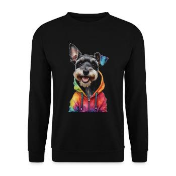 Zwergschnauzer Hoodie Hund Lustig Tier Print - Unisex Pullover - Schwarz - Vorne - Alina (178cm) & Michal (187cm)