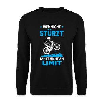 Wer Nicht Stürzt Fährt Nicht Am Limit Fahrrad BMX - Unisex Pullover - Schwarz - Vorne - Alina (178cm) & Michal (187cm)
