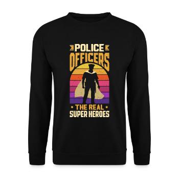 Real Heroes Father’s Day Design pour Policeman - Sweat-shirt Unisexe - noir - Devant - Alina (178cm) & Michal (187cm)