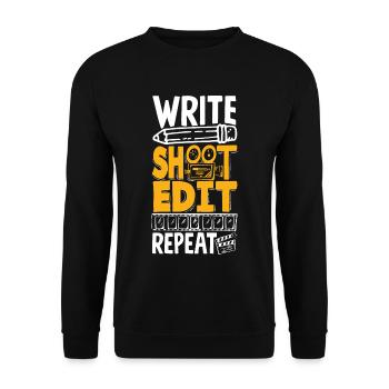 Write Shoot Edit Repeat Filmmaker - Unisex Pullover - Schwarz - Vorne - Alina (178cm) & Michal (187cm)