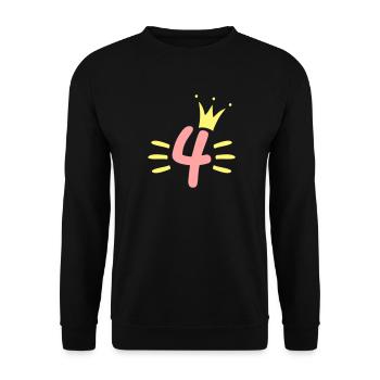 4 Geburtstag Krone - Unisex Pullover - Schwarz - Vorne - Alina (178cm) & Michal (187cm)