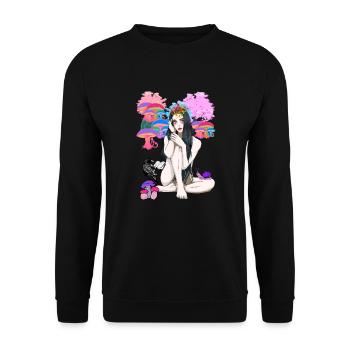 erotisch spirituell okkult Ritual Magie nackte Fee - Unisex Pullover - Schwarz - Vorne - Alina (178cm) & Michal (187cm)