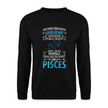 Sternzeichen Geburtstag Aberglaube - Unisex Pullover - Schwarz - Vorne - Alina (178cm) & Michal (187cm)