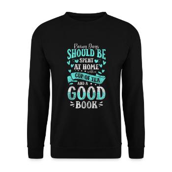 Tee Auszeit Trinken Grüner Tee - Unisex Pullover - Schwarz - Vorne - Alina (178cm) & Michal (187cm)