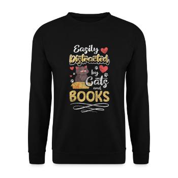 Katzenliebhaber Internet Katzenlady Süß - Unisex Pullover - Schwarz - Vorne - Alina (178cm) & Michal (187cm)