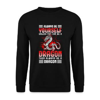 Drachen Mythologie Märchen Tattoo - Unisex Pullover - Schwarz - Vorne - Alina (178cm) & Michal (187cm)