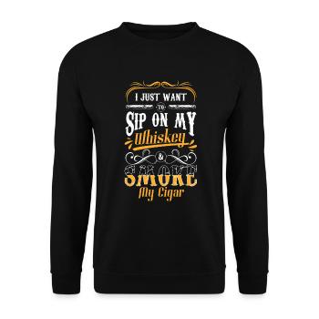 Zigarre Lounge Qualm Genuss - Unisex Pullover - Schwarz - Vorne - Alina (178cm) & Michal (187cm)