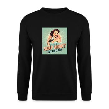 Soap Making - I'm a Soap Addict - Unisex Sweatshirt - black - Front - Alina (178cm) & Michal (187cm)
