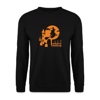 Halloween - Sorcière Cimetière - Orange - Sweat-shirt Unisexe - noir - Devant - Alina (178cm) & Michal (187cm)