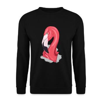 3D Flamingo - Unisex Pullover - Schwarz - Vorne - Alina (178cm) & Michal (187cm)