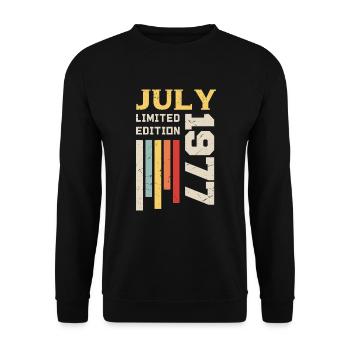 Juillet 1977 - Cadeau anniversaire Juillet 1977 - Sweat-shirt Unisexe - noir - Devant - Alina (178cm) & Michal (187cm)