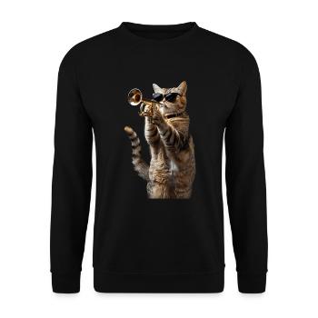 Trompette American Shorthair - Sweat-shirt Unisexe - noir - Devant - Alina (178cm) & Michal (187cm)