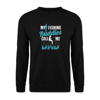 Fischen Freunde Vater Lustig Geschenk Witz Kinder - Unisex Pullover - Schwarz - Vorne - Alina (178cm) & Michal (187cm)