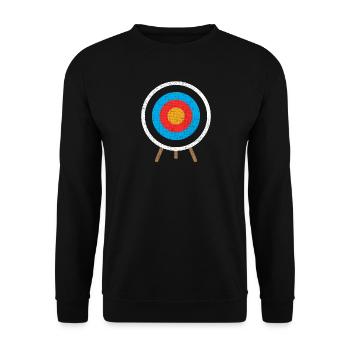 Bogen Bogenschütze Ziel Zielscheibe Pfeil Geschenk - Unisex Pullover - Schwarz - Vorne - Alina (178cm) & Michal (187cm)
