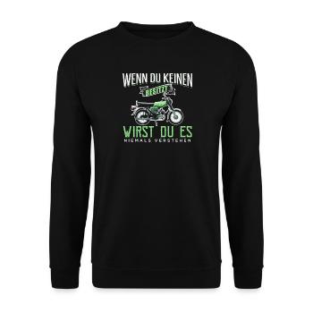 Zwei Hände Simson-S51 T-Shirt T-Shirt - Unisex Pullover - Schwarz - Vorne - Alina (178cm) & Michal (187cm)