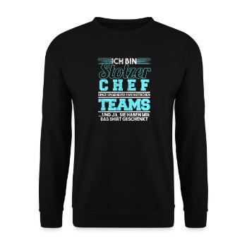 Stolzer Chef Eines Fantastischen Teams Spruch - Unisex Pullover - Schwarz - Vorne - Alina (178cm) & Michal (187cm)