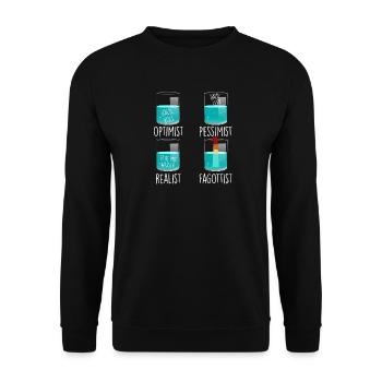 Optimist Pessimist Realist Oboist Orchester Oboe - Unisex Pullover - Schwarz - Vorne - Alina (178cm) & Michal (187cm)