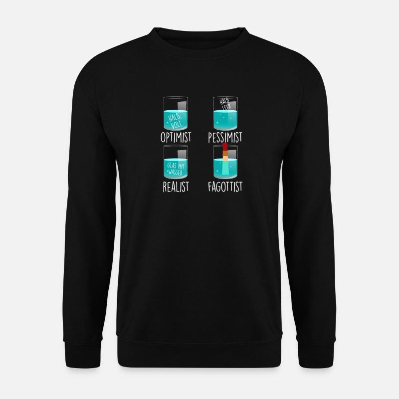 Optimist Pessimist Realist Oboist Orchester Oboe - Unisex Pullover - Schwarz