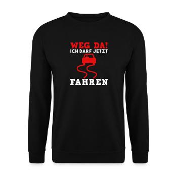 Führerschein bestanden Fahrschüler Fahrprüfung - Unisex Pullover - Schwarz - Vorne - Alina (178cm) & Michal (187cm)