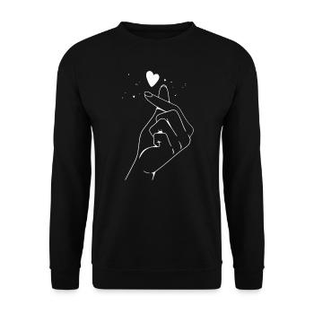 Korean Finger Heart Love K-POP Kdrama - Sweat-shirt Unisexe - noir - Devant - Alina (178cm) & Michal (187cm)