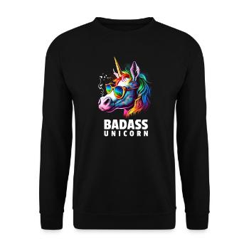 Badass unicorn licorne drôle coloré thug - Sweat-shirt Unisexe - noir - Devant - Alina (178cm) & Michal (187cm)