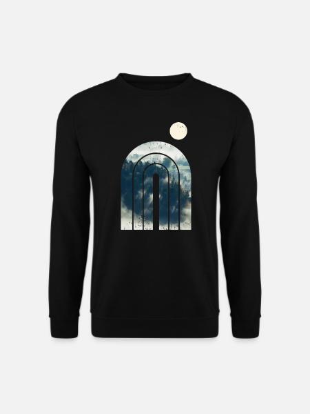 Geometrisches Design - Wald im Nebel - Unisex Pullover - Schwarz