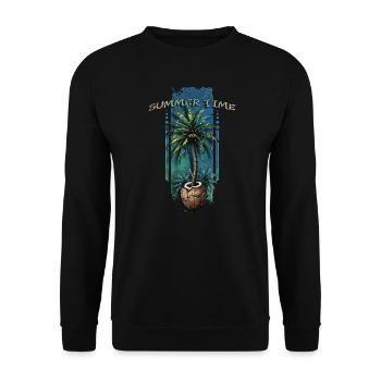 Escapade tropicale : palmier émergeant de la noix de - Sweat-shirt Unisexe - noir - Devant - Alina (178cm) & Michal (187cm)
