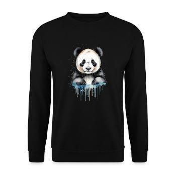 Playful Panda Watercolor - Unisex Sweatshirt - black - Front - Alina (178cm) & Michal (187cm)