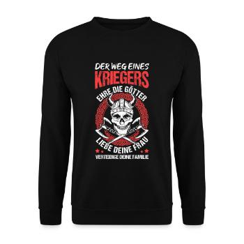 Wikinger Kämpfer Familie Krieger Spruch Götter Lie - Unisex Pullover - Schwarz - Vorne - Alina (178cm) & Michal (187cm)
