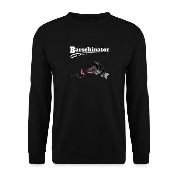Barschinator - Perch Fishing - Fishyworm - Unisex Sweatshirt - black - Front - Alina (178cm) & Michal (187cm)