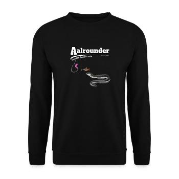 Aalrounder - Aal flexibel Angeln - Fishy Worm - Unisex Pullover - Schwarz - Vorne - Alina (178cm) & Michal (187cm)
