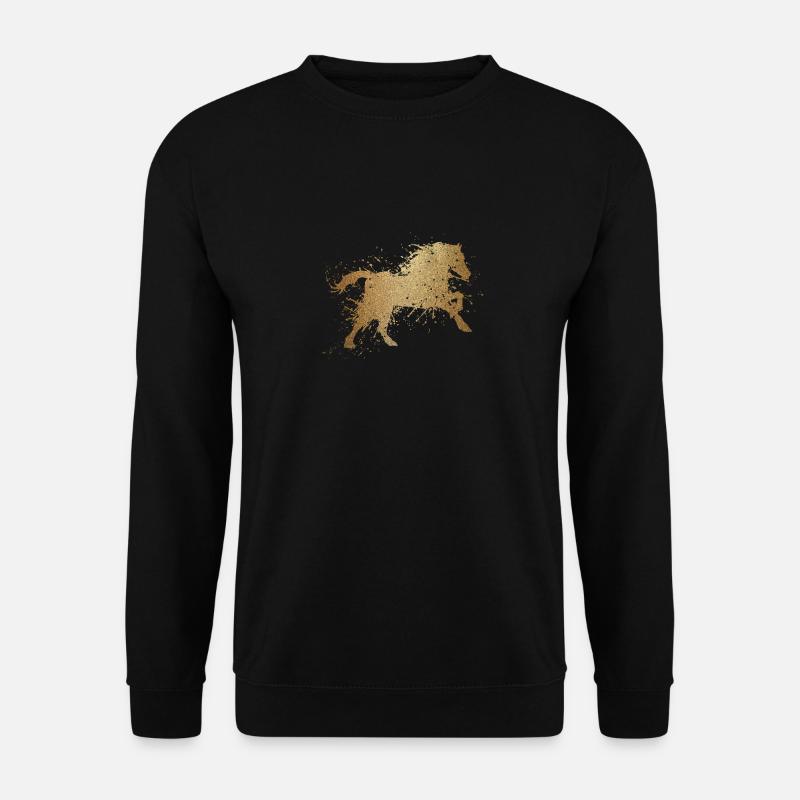 Goldenes Pferd - Horse - Geschenkidee - Unisex Pullover - Schwarz