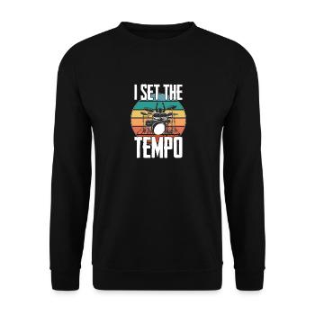 Drummer Funny - J’ai mis le tempo - Sweat-shirt Unisexe - noir - Devant - Alina (178cm) & Michal (187cm)