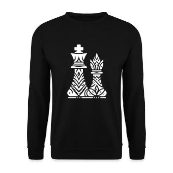 Chess Piece King and Queen in Tattoo Style - Unisex Sweatshirt - black - Front - Alina (178cm) & Michal (187cm)