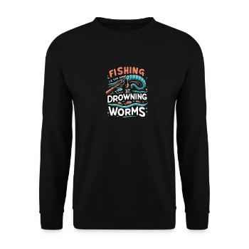 Angeln ist der Sport der ertrinkenden Würmer - Unisex Pullover - Schwarz - Vorne - Alina (178cm) & Michal (187cm)