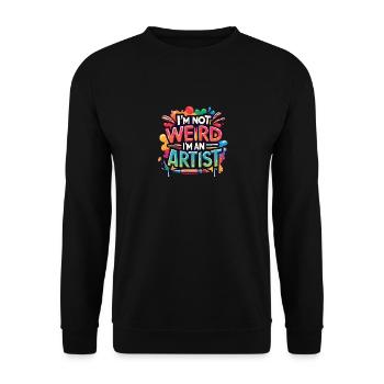 Ich bin nicht seltsam, ich bin ein Künstler - Unisex Pullover - Schwarz - Vorne - Alina (178cm) & Michal (187cm)