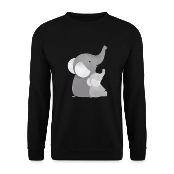 Baby Elephant Funny Sweet T-shirt Gift Idea - Unisex Sweatshirt - black - Front - Alina (178cm) & Michal (187cm)
