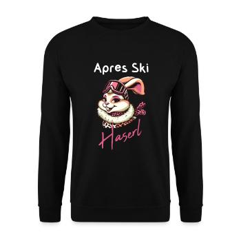 Apres Ski Haserl, Party für Ski Hasen für den JGA - Unisex Pullover - Schwarz - Vorne - Alina (178cm) & Michal (187cm)