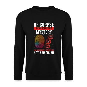 Forensische Kriminologie und Tatort-Ermittler - Unisex Pullover - Schwarz - Vorne - Alina (178cm) & Michal (187cm)