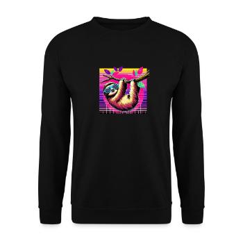Colorful illustration of a stylish sloth - Unisex Sweatshirt - black - Front - Alina (178cm) & Michal (187cm)