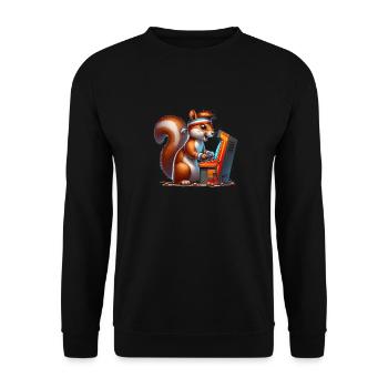 Illustration eines Cartoon-Eichhörnchens - Unisex Pullover - Schwarz - Vorne - Alina (178cm) & Michal (187cm)
