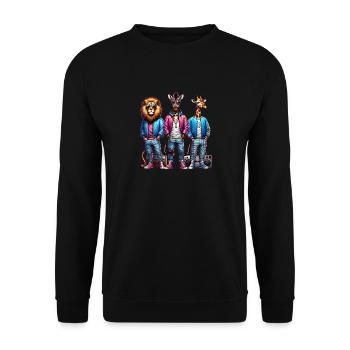 Three stylish anthropomorphic animals - Unisex Sweatshirt - black - Front - Alina (178cm) & Michal (187cm)