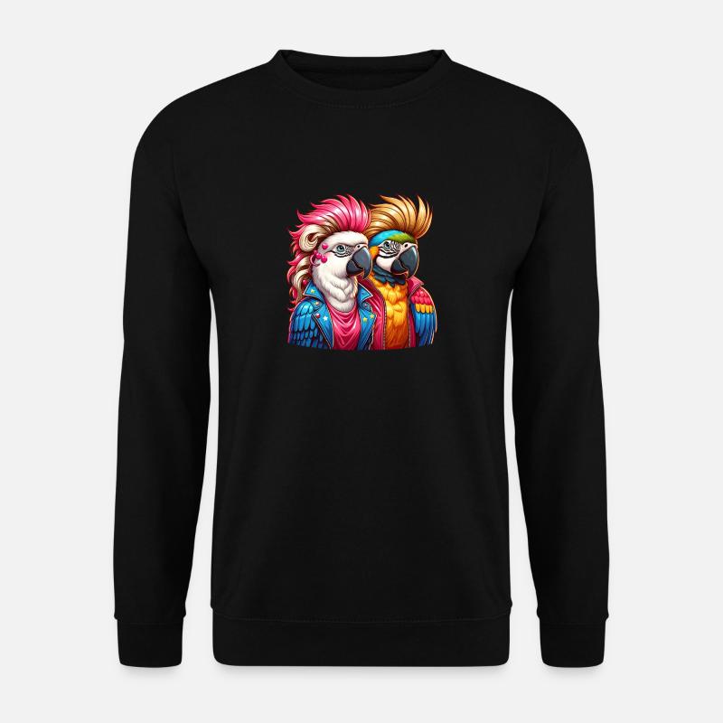 Perroquets illustrés colorés avec des coiffures punk - Sweat-shirt Unisexe - noir