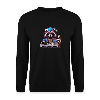 Illustration stylisée d’un DJ raton laveur cool - Sweat-shirt Unisexe - noir - Devant - Alina (178cm) & Michal (187cm)
