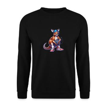 kangourou hip hop des années 80 écoutant de la musique - Sweat-shirt Unisexe - noir - Devant - Alina (178cm) & Michal (187cm)