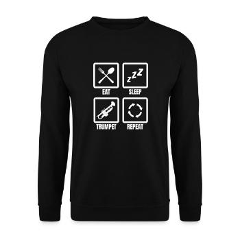 Manger Sommeil Trompette Répéter - Sweat-shirt Unisexe - noir - Devant - Alina (178cm) & Michal (187cm)