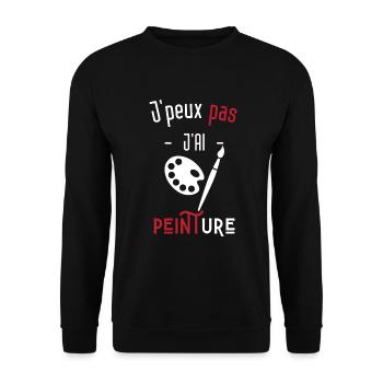 j'peux pas j'ai peinture - Sweat-shirt Unisexe - noir - Devant - Alina (178cm) & Michal (187cm)