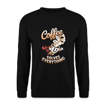 coffee solves everything - Unisex Sweatshirt - black - Front - Alina (178cm) & Michal (187cm)